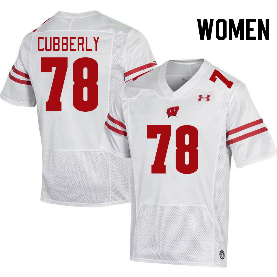 Women #78 Colin Cubberly Wisconsin Badgers College Football Jerseys Stitched-White